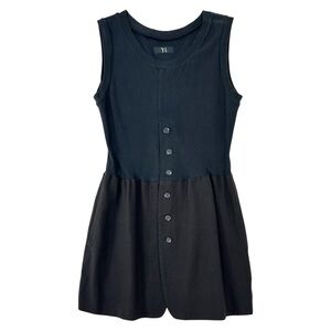 Y's Yohji Yamamoto Black Sleeveless Mixed Material Fitted Mini Dress